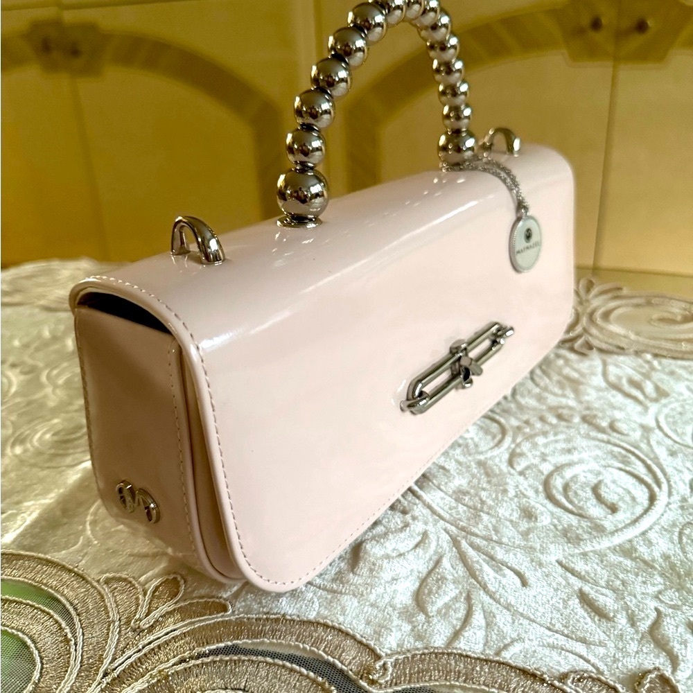 Chic Cream Clutch with Silver Chain